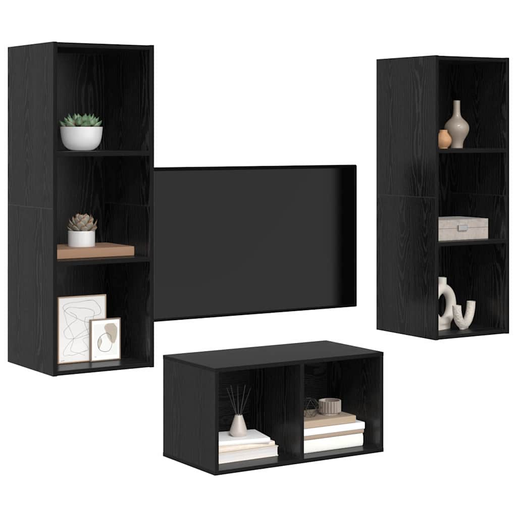 Ensemble meuble TV Chêne noir Bois d'ingénierie