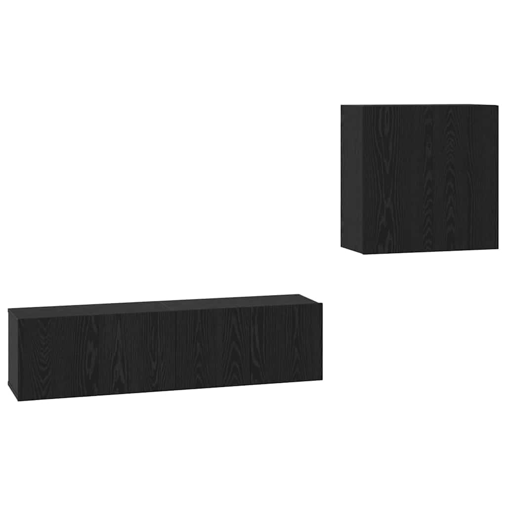Ensemble meuble TV 4 pc Chêne noir Bois d'ingénierie