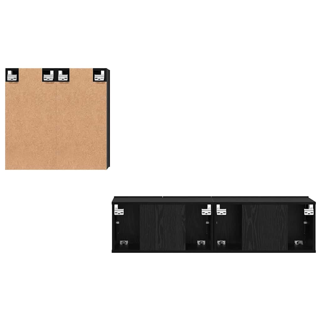 Ensemble meuble TV 4 pc Chêne noir Bois d'ingénierie