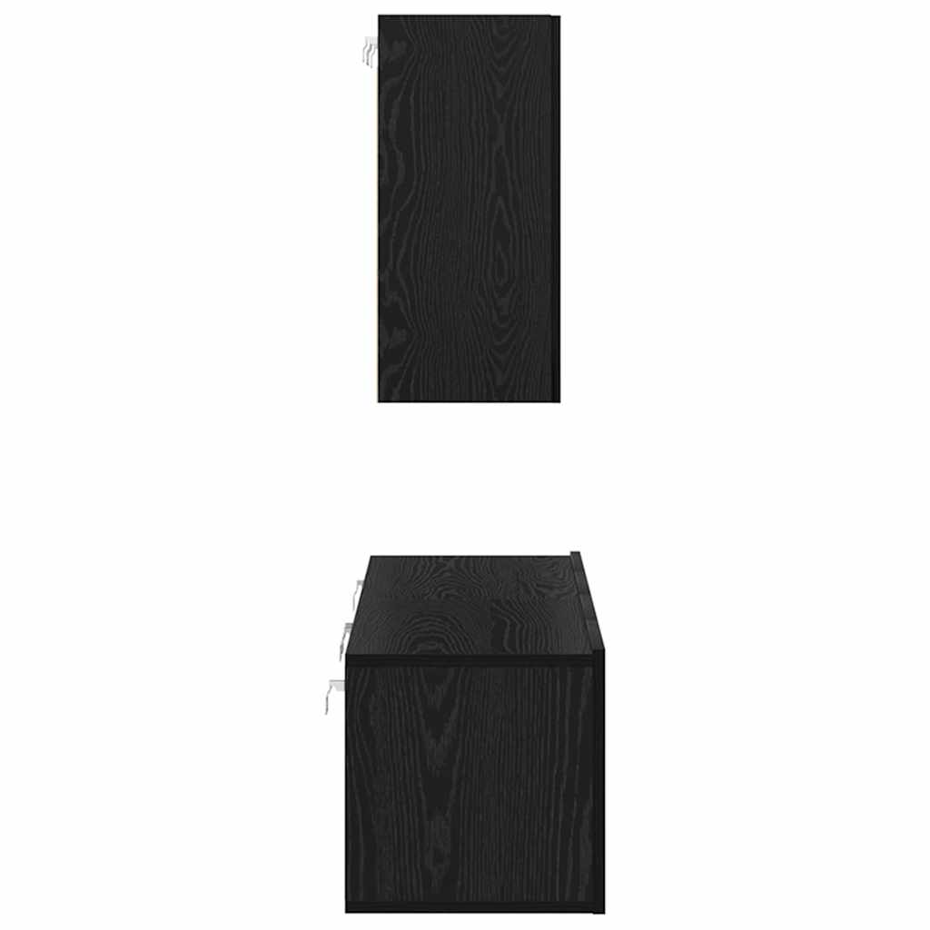 Ensemble meuble TV 4 pc Chêne noir Bois d'ingénierie