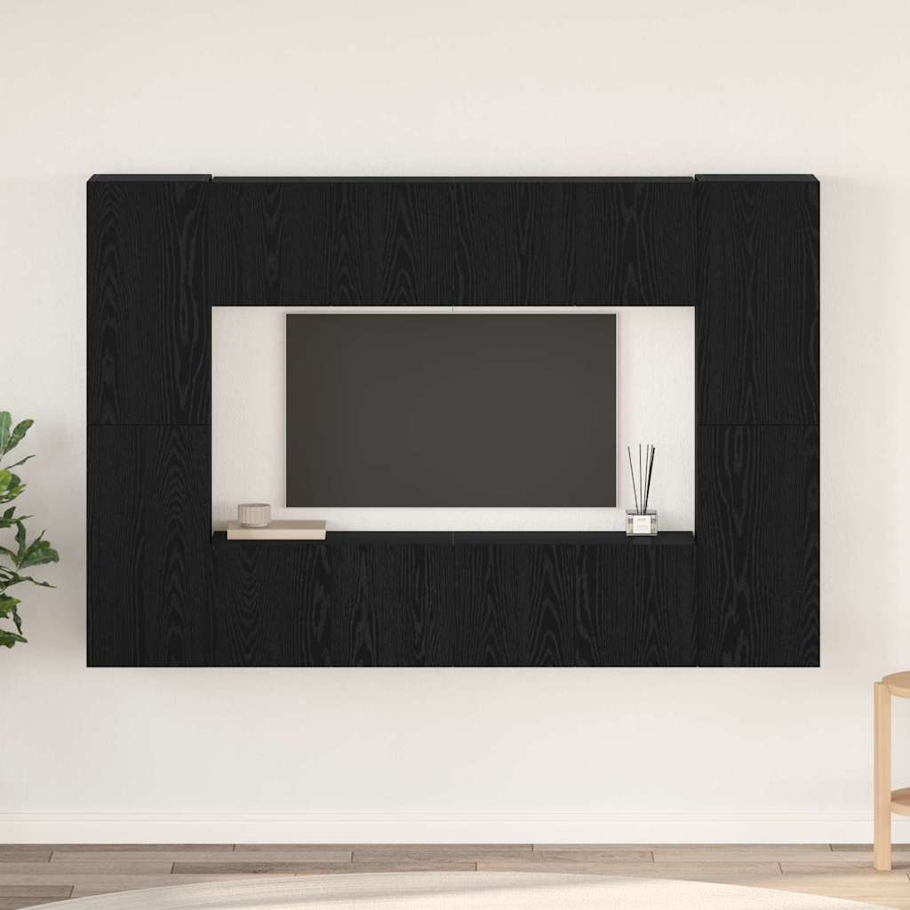 Ensemble meuble TV 8 pc Chêne noir Bois d'ingénierie