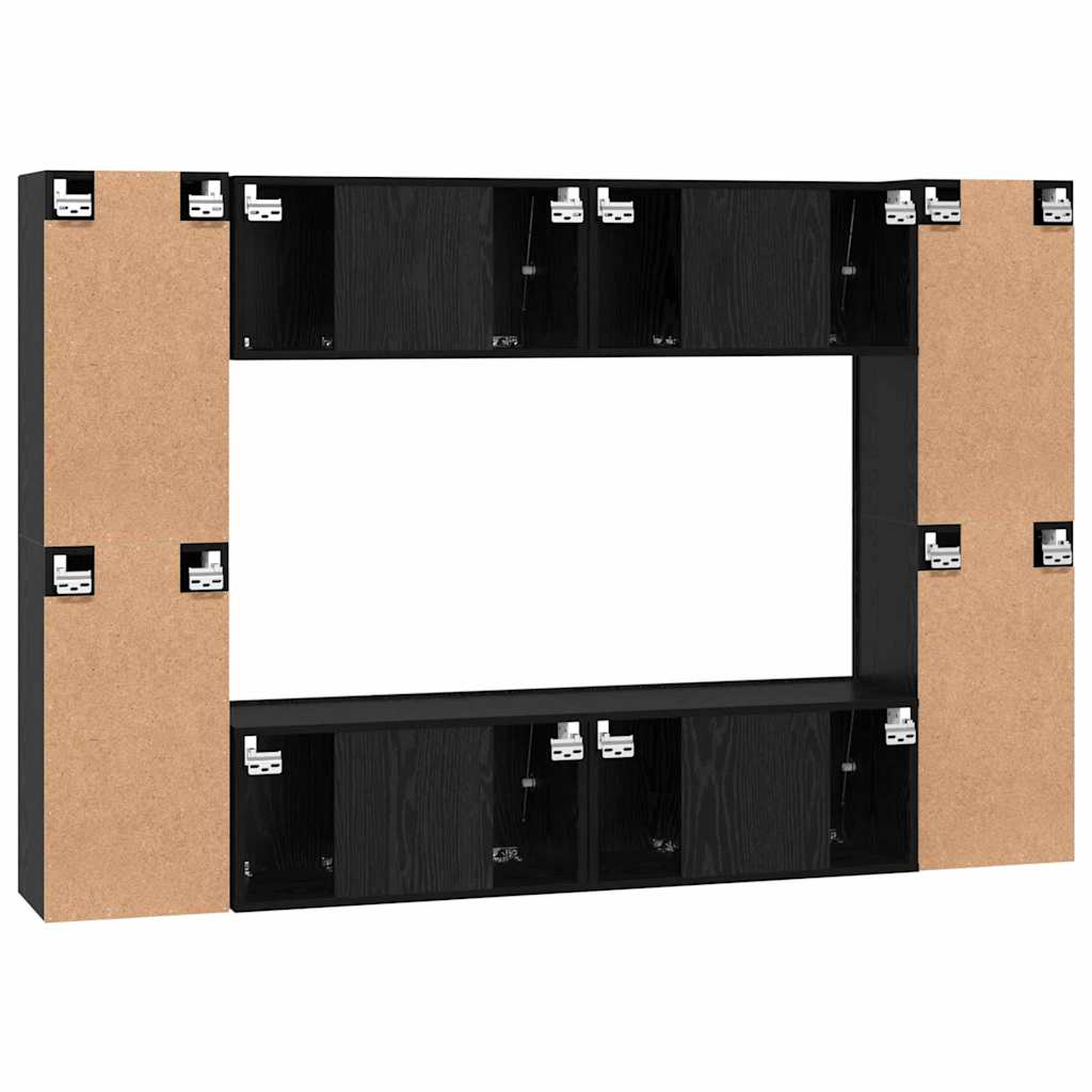 Ensemble meuble TV 8 pc Chêne noir Bois d'ingénierie