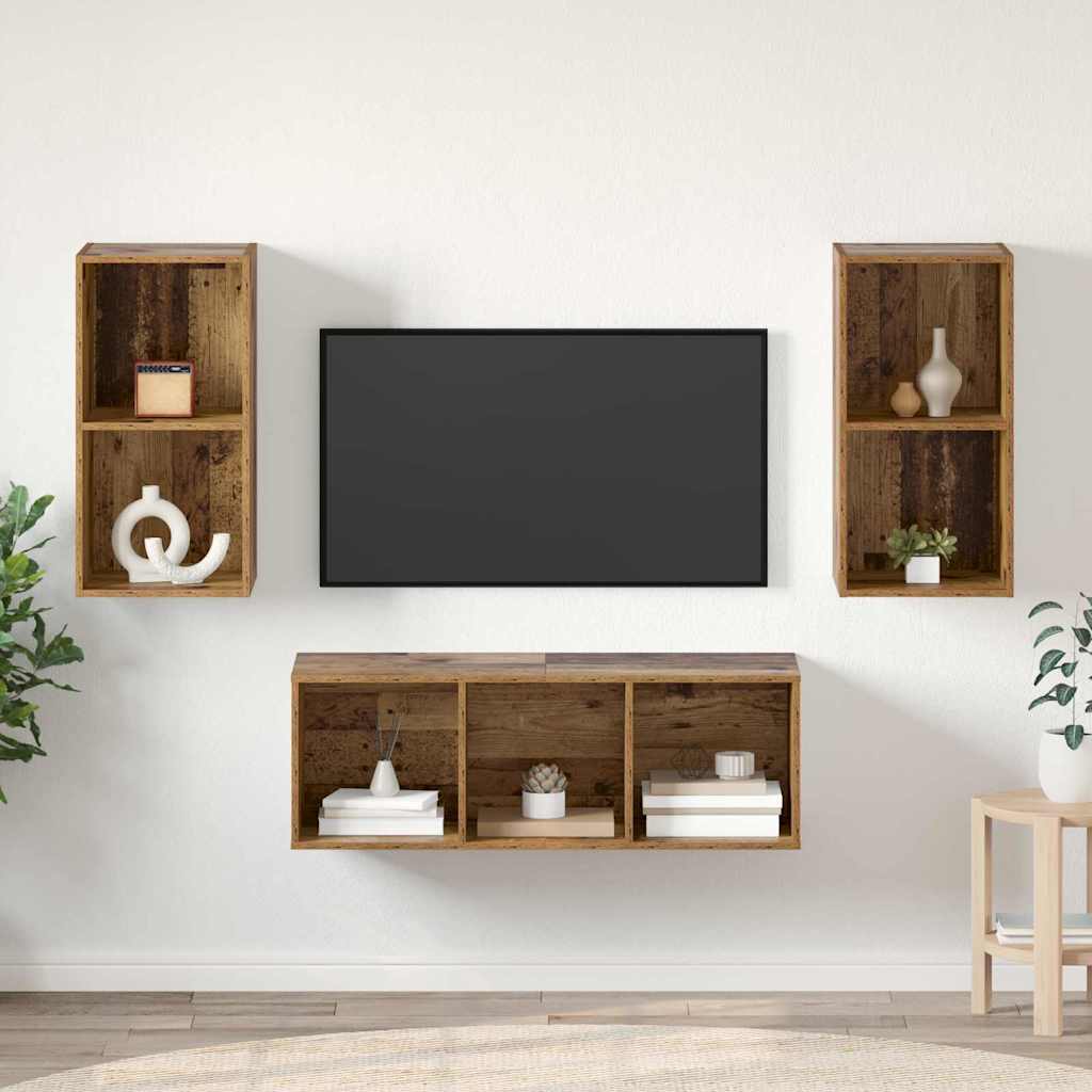 Ensemble meuble TV 3 pcs Bois Ancien Bois d'ingénierie - XIOS