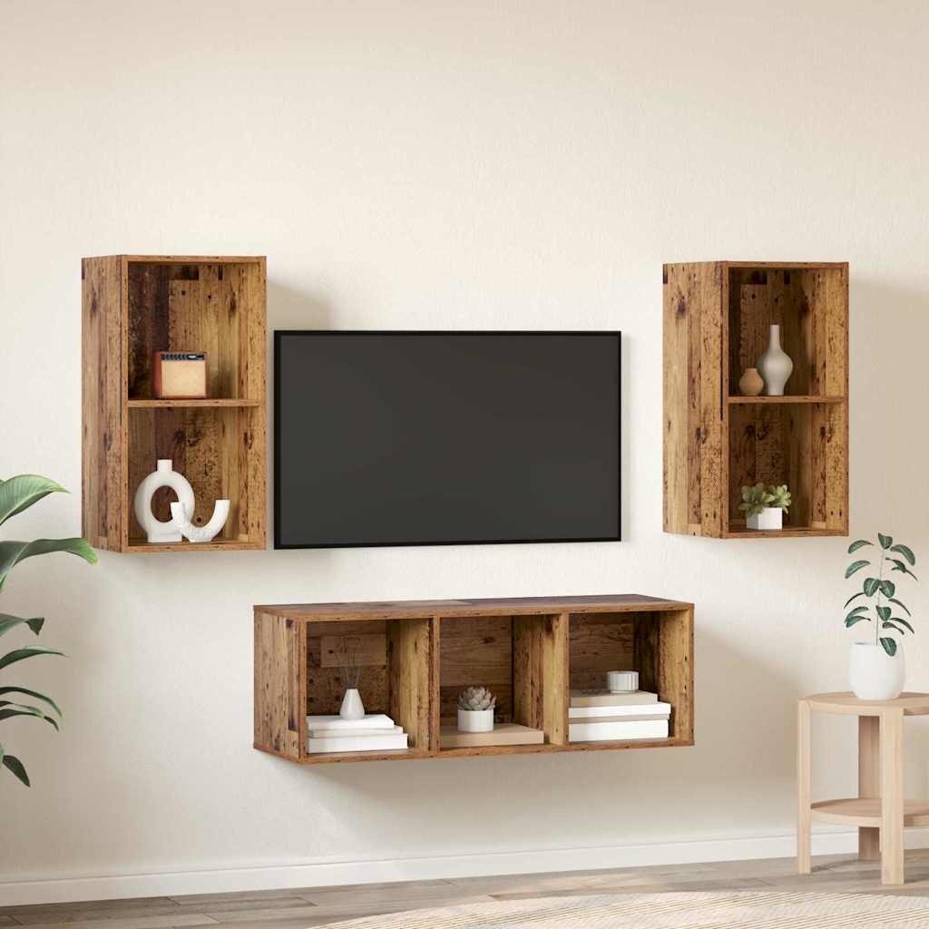 Ensemble meuble TV 3 pcs Bois Ancien Bois d'ingénierie - XIOS