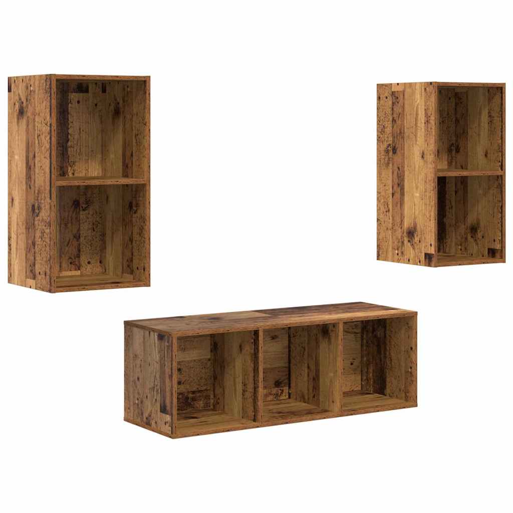 Ensemble meuble TV 3 pcs Bois Ancien Bois d'ingénierie - XIOS
