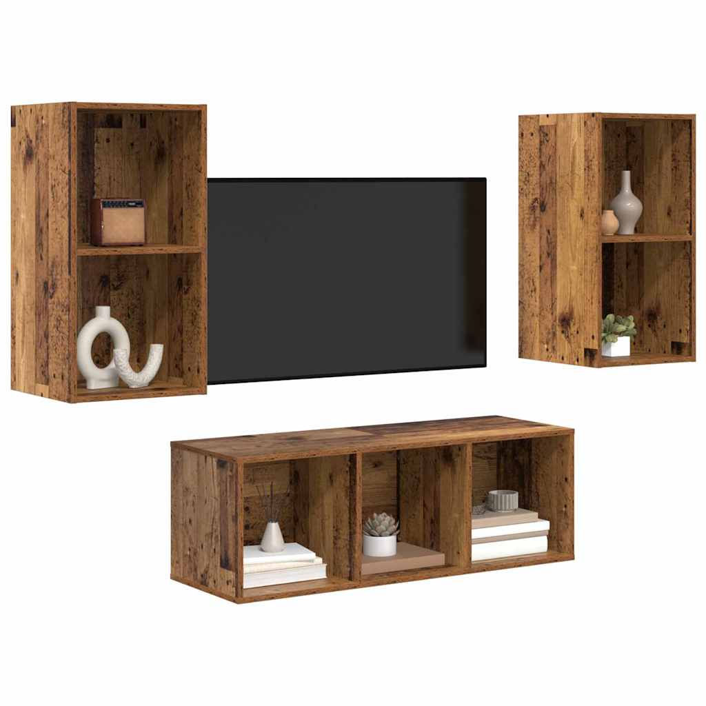 Ensemble meuble TV 3 pcs Bois Ancien Bois d'ingénierie - XIOS