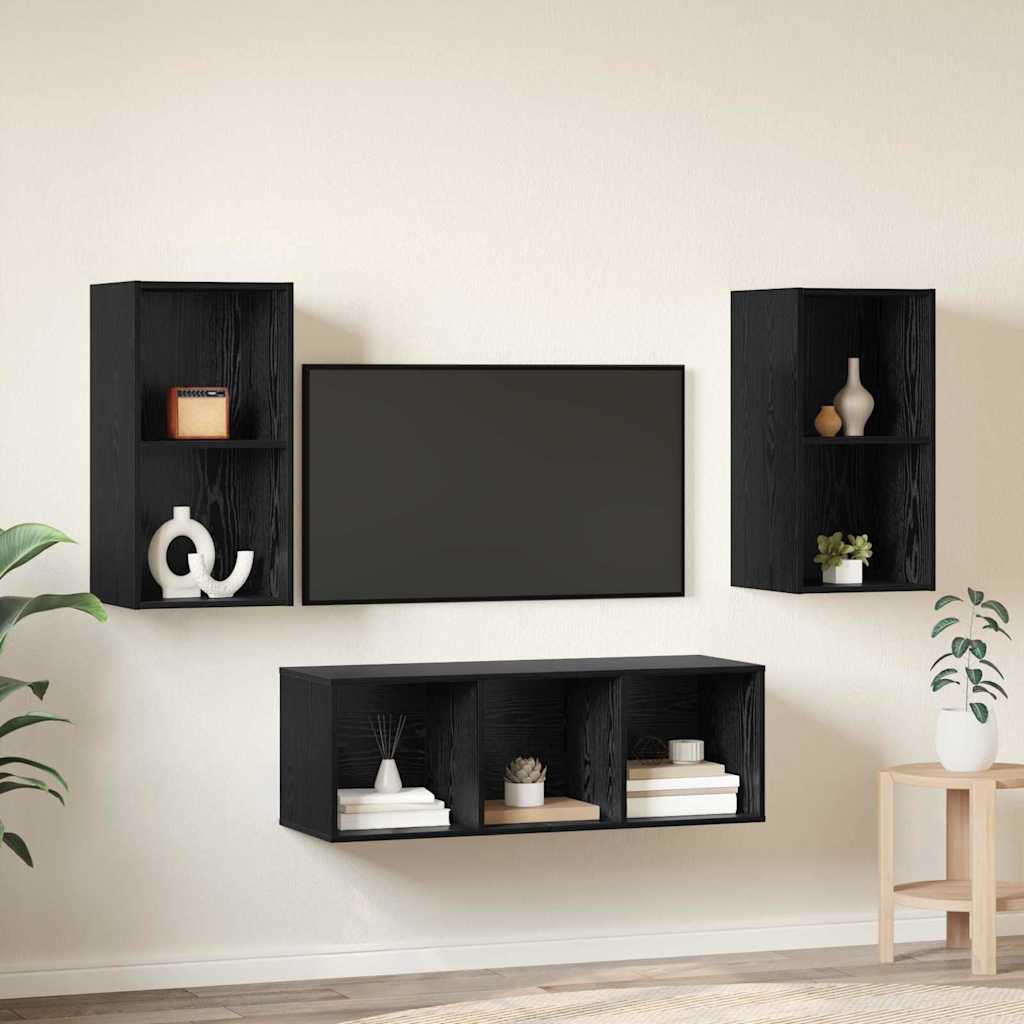 Ensemble de meubles TV 3 pcs Chêne noir Bois d'ingénierie - XIOS