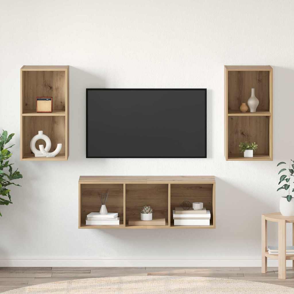 Ensemble meuble TV 3 pcs Chêne artisanal Bois d'ingénierie - XIOS