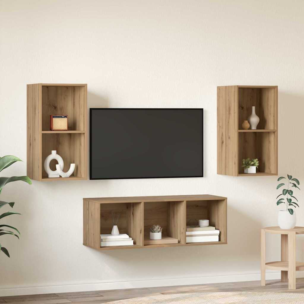 Ensemble meuble TV 3 pcs Chêne artisanal Bois d'ingénierie - XIOS