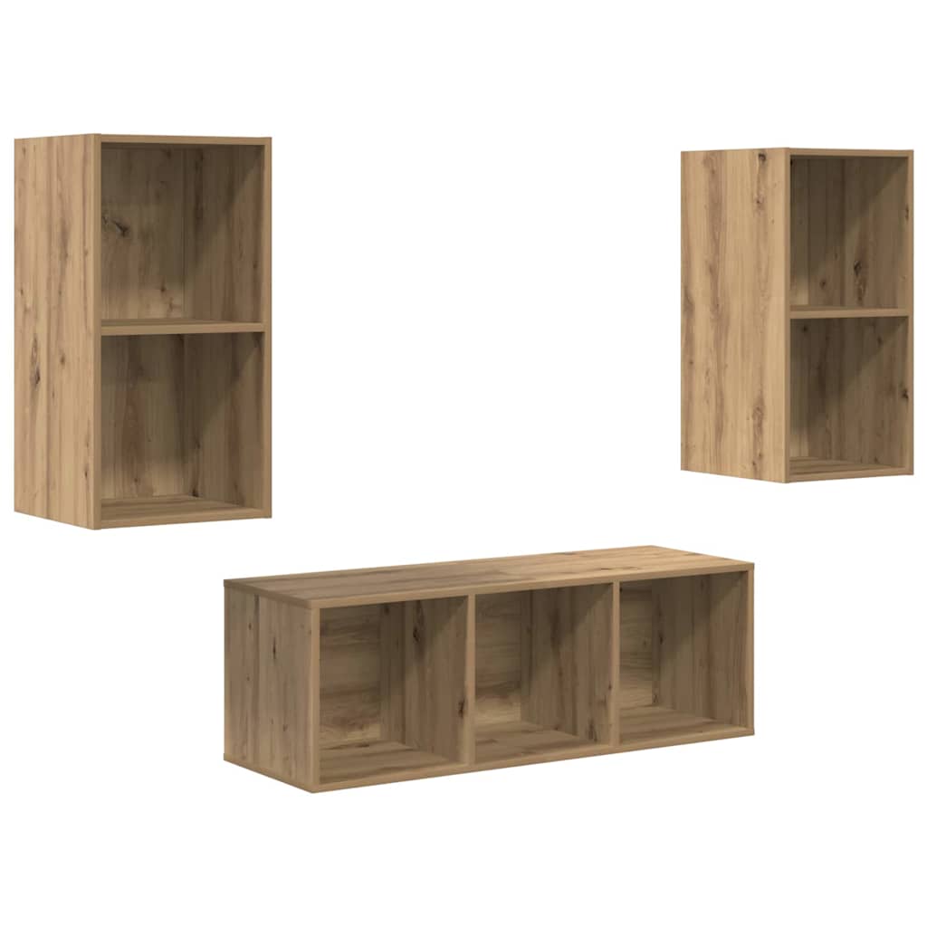 Ensemble meuble TV 3 pcs Chêne artisanal Bois d'ingénierie - XIOS