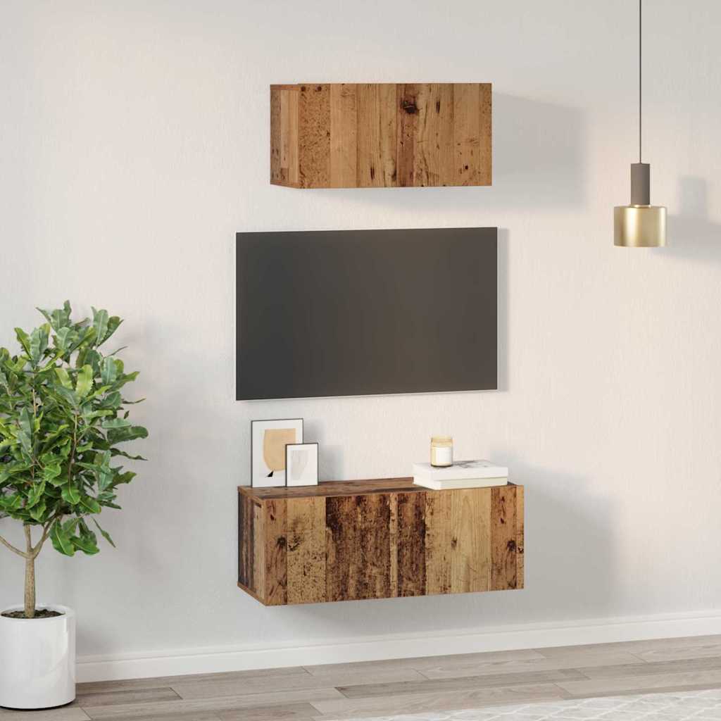 Ensemble meuble TV 2 pcs Bois Ancien Bois d'ingénierie - XIOS