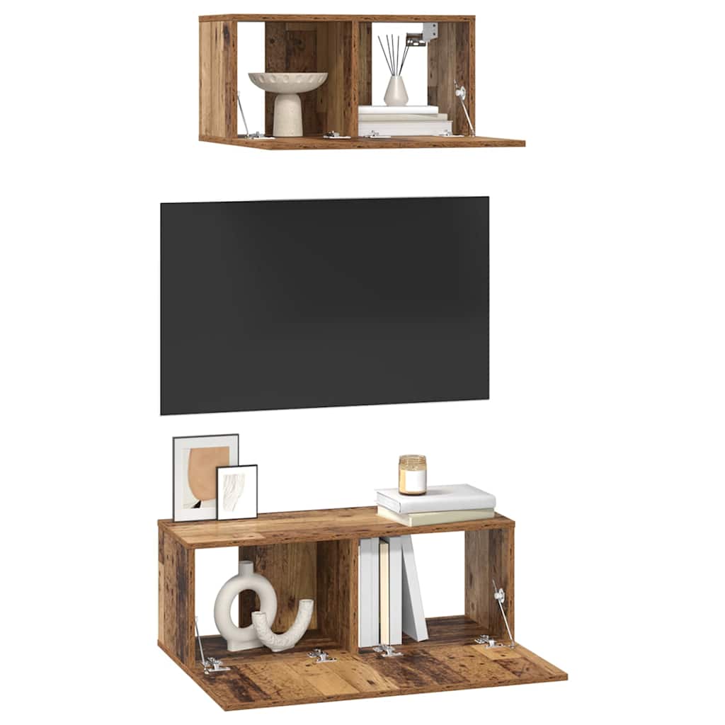 Ensemble meuble TV 2 pcs Bois Ancien Bois d'ingénierie - XIOS
