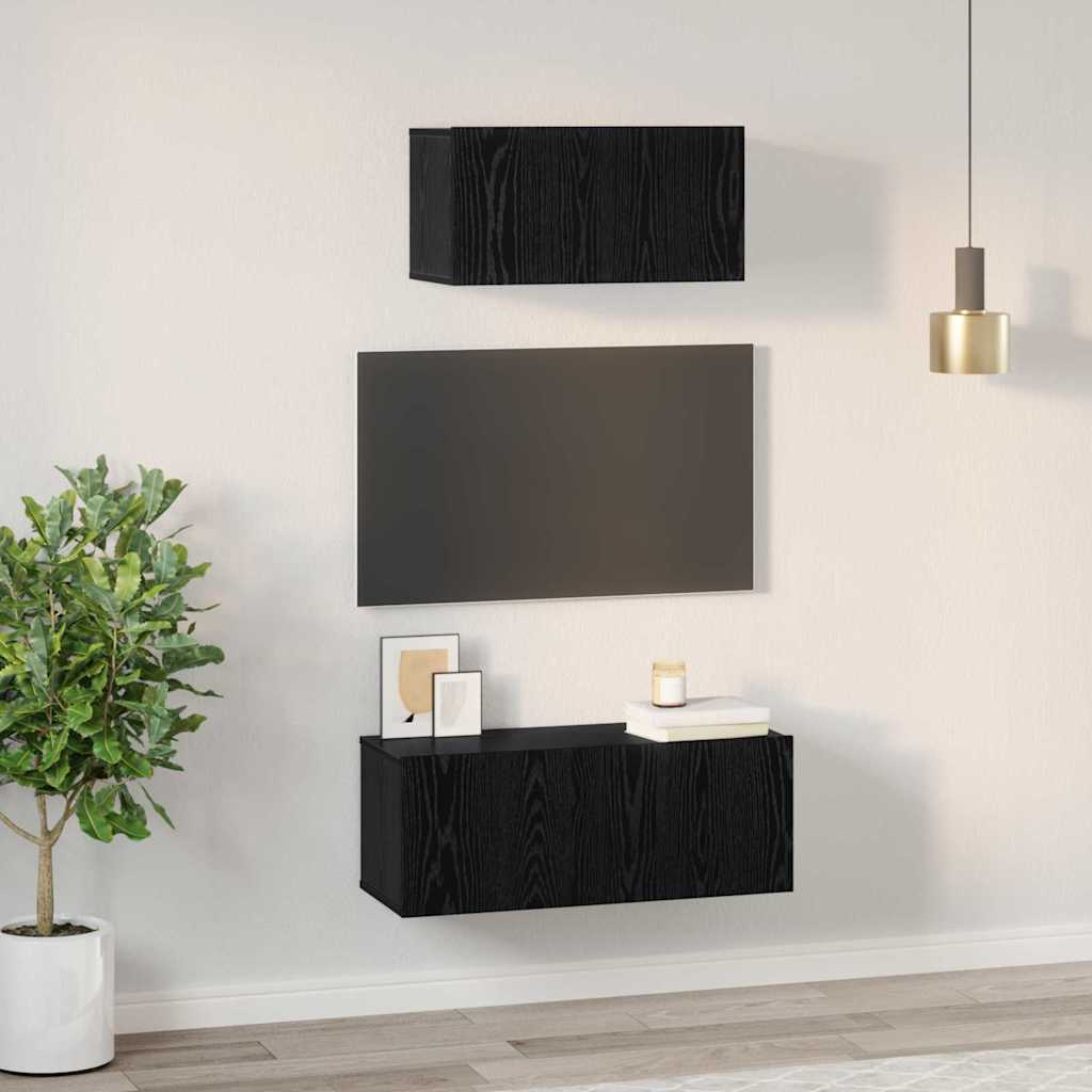 Ensemble meuble TV 2 pcs Chêne noir Bois d'ingénierie - XIOS