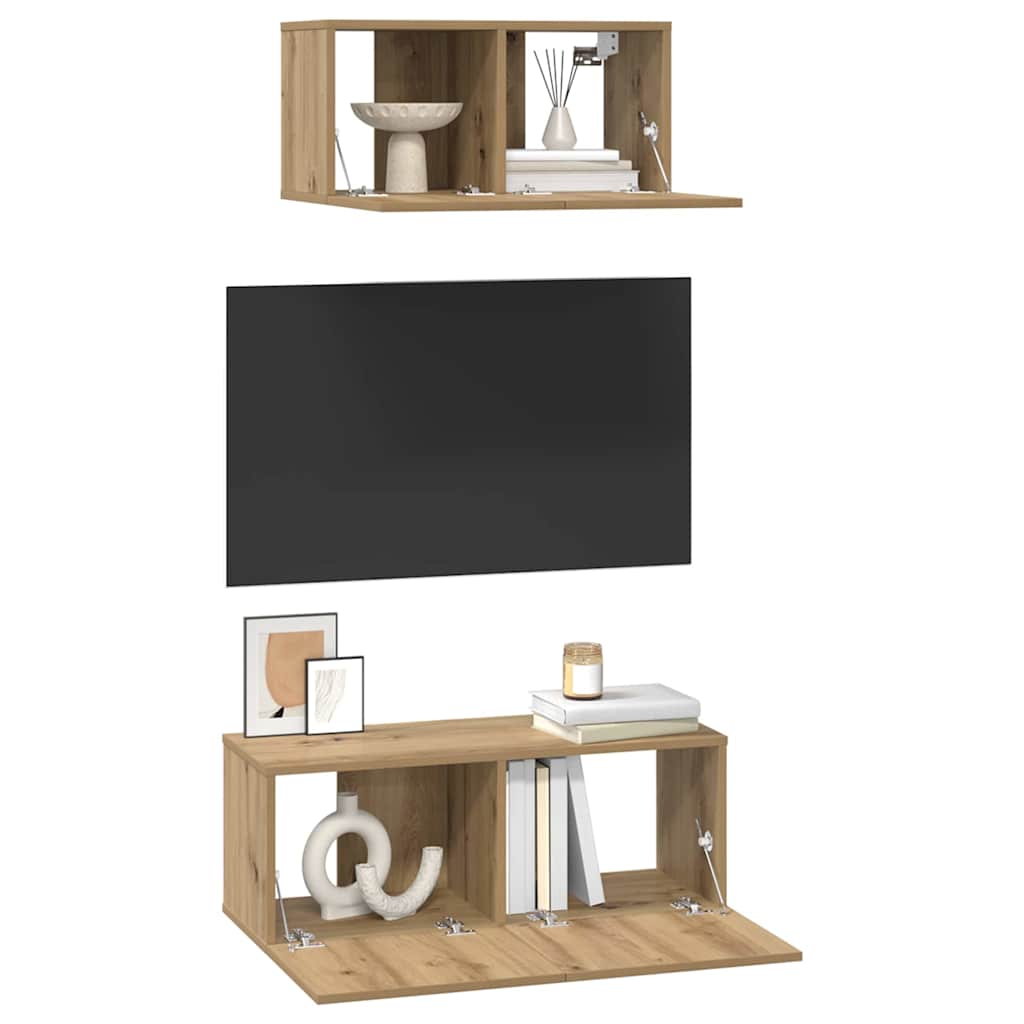 Ensemble meuble TV 2 pcs Chêne artisanal Bois d'ingénierie - XIOS