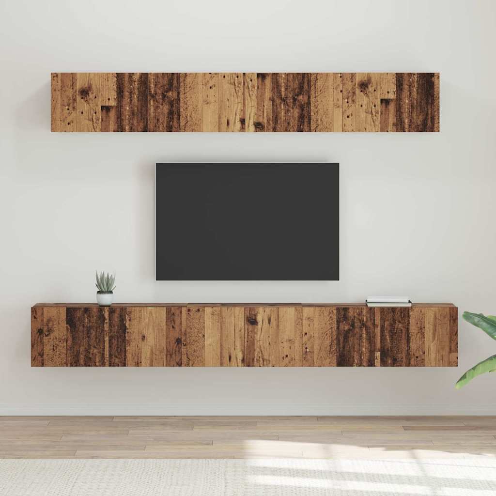 Ensemble meuble TV 5 pc Bois Ancien Bois d'ingénierie