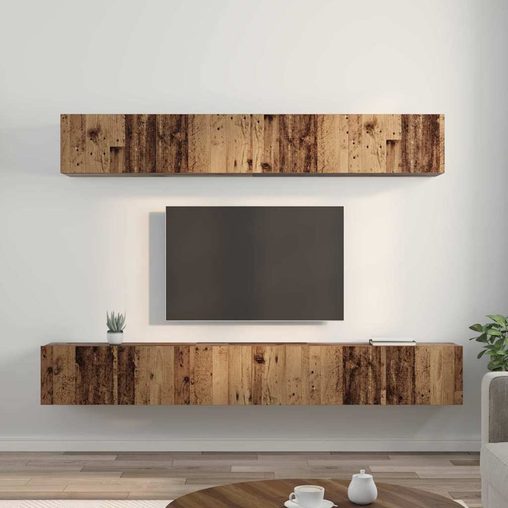 Ensemble meuble TV 5 pc Bois Ancien Bois d'ingénierie