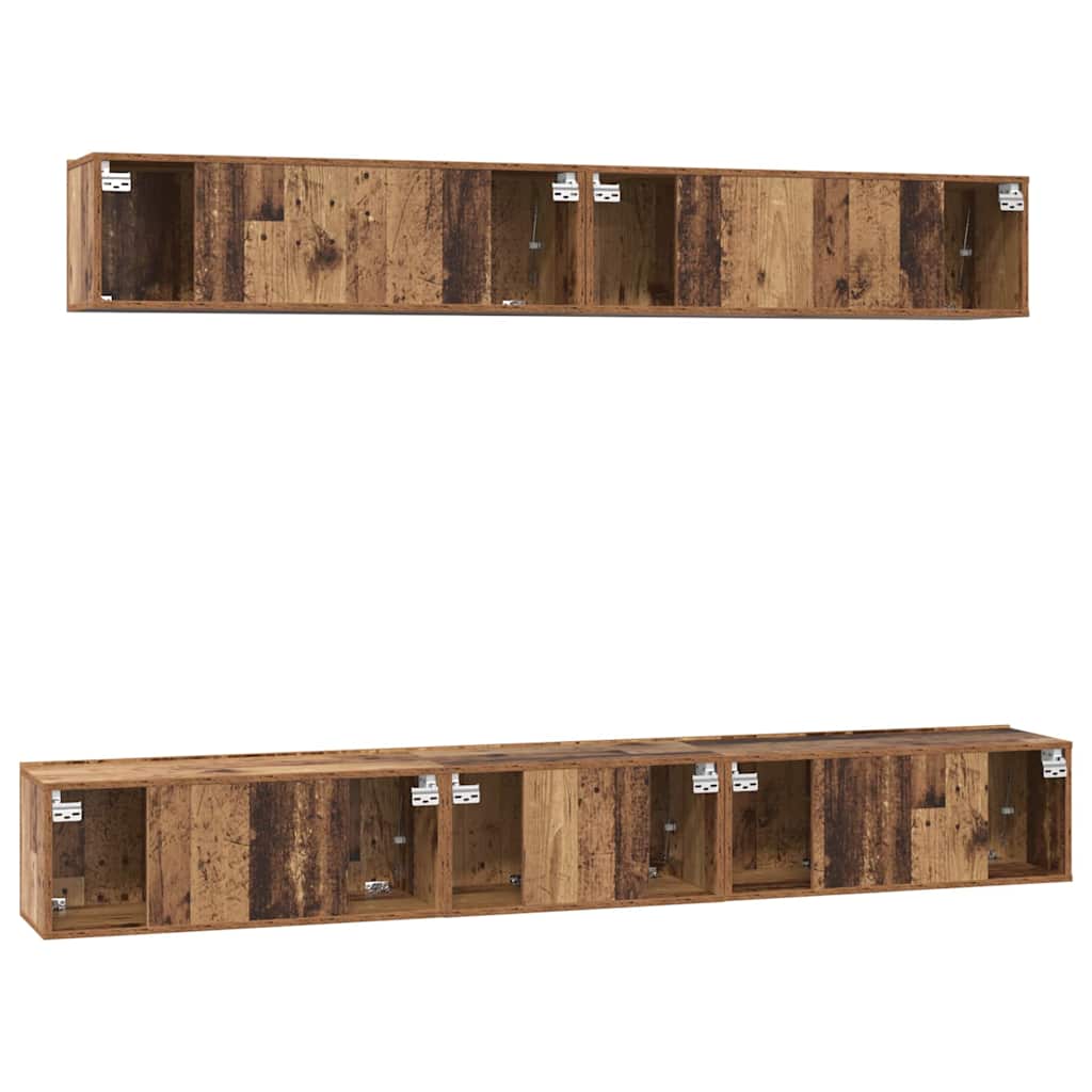 Ensemble meuble TV 5 pc Bois Ancien Bois d'ingénierie