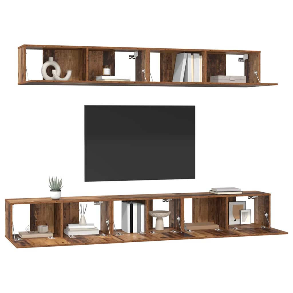 Ensemble meuble TV 5 pc Bois Ancien Bois d'ingénierie