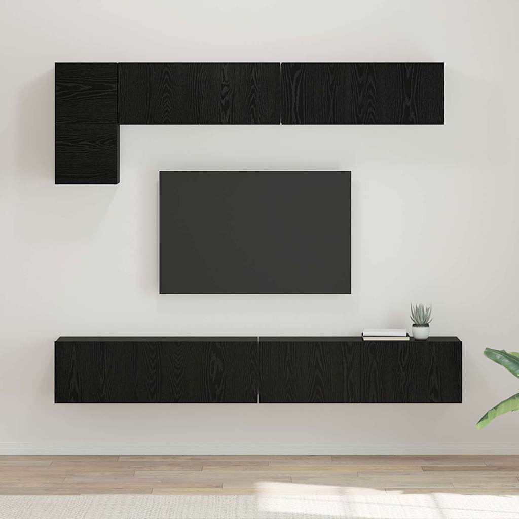 Ensemble meuble TV 5 pc Chêne noir Bois d'ingénierie