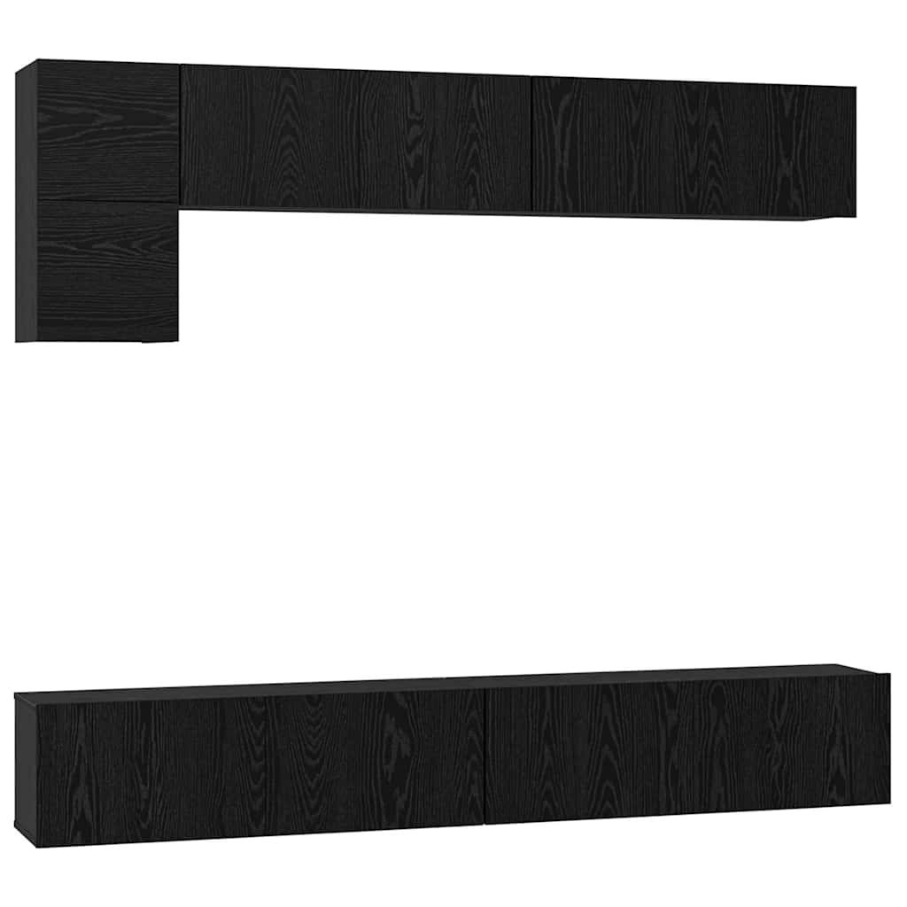Ensemble meuble TV 5 pc Chêne noir Bois d'ingénierie