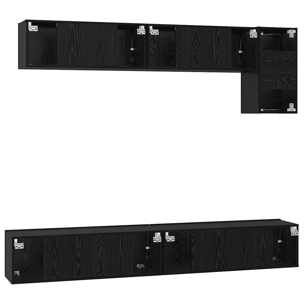 Ensemble meuble TV 5 pc Chêne noir Bois d'ingénierie