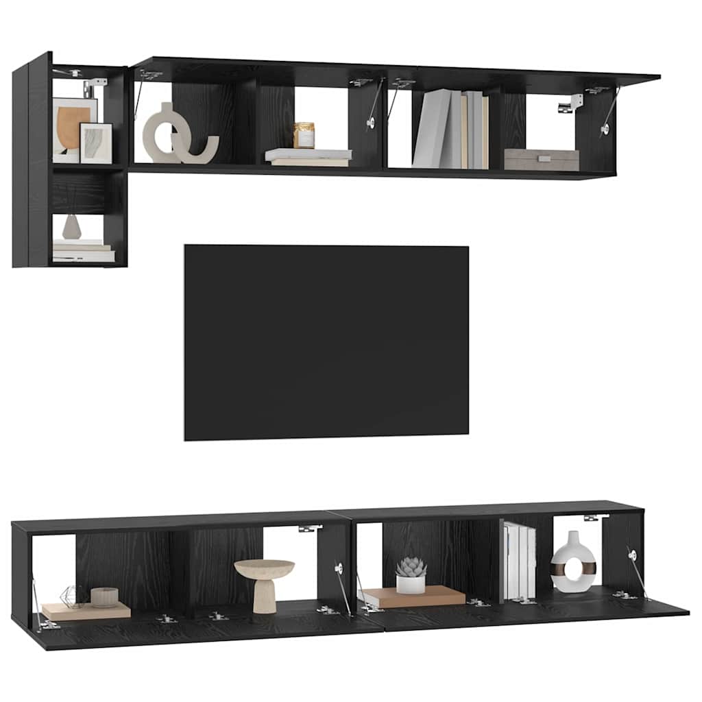 Ensemble meuble TV 5 pc Chêne noir Bois d'ingénierie