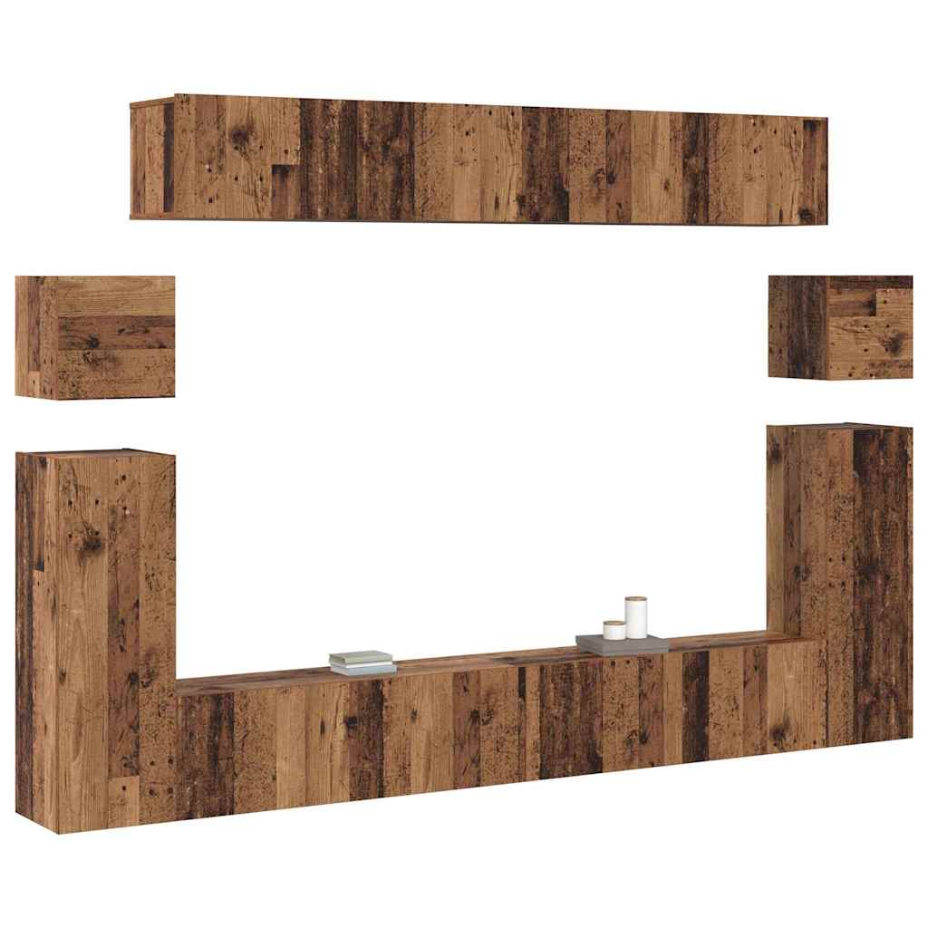Unites TV Montage mural 4 pcs Bois Ancien Bois d'ingénierie - XIOS