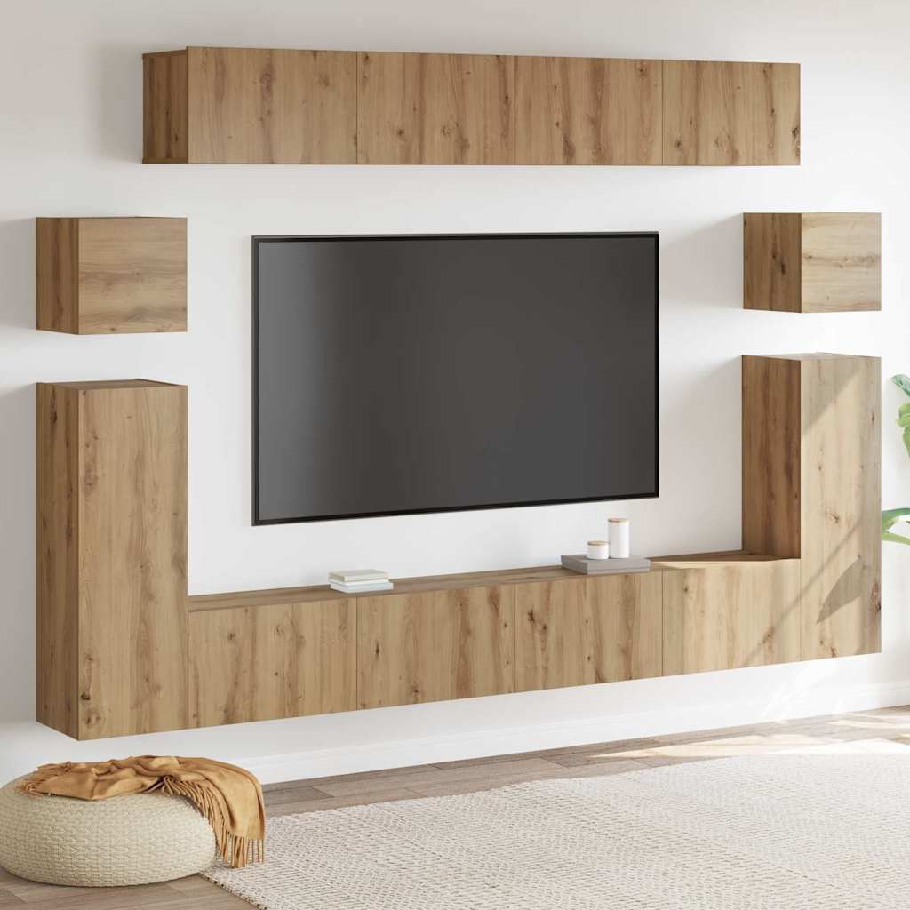 Unites TV Montage mural 4 pcs Chêne artisanal Bois d'ingénierie - XIOS