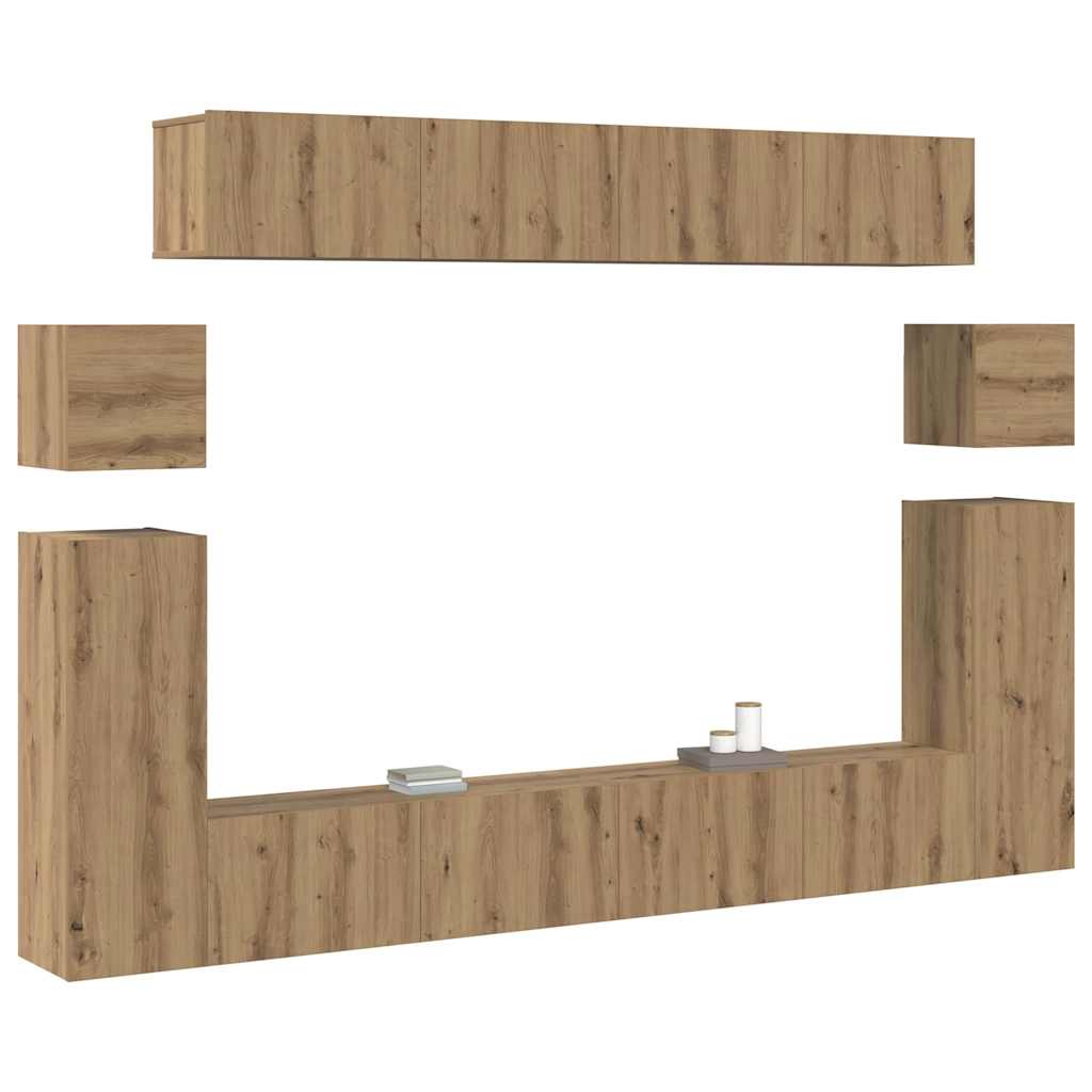 Unites TV Montage mural 4 pcs Chêne artisanal Bois d'ingénierie - XIOS