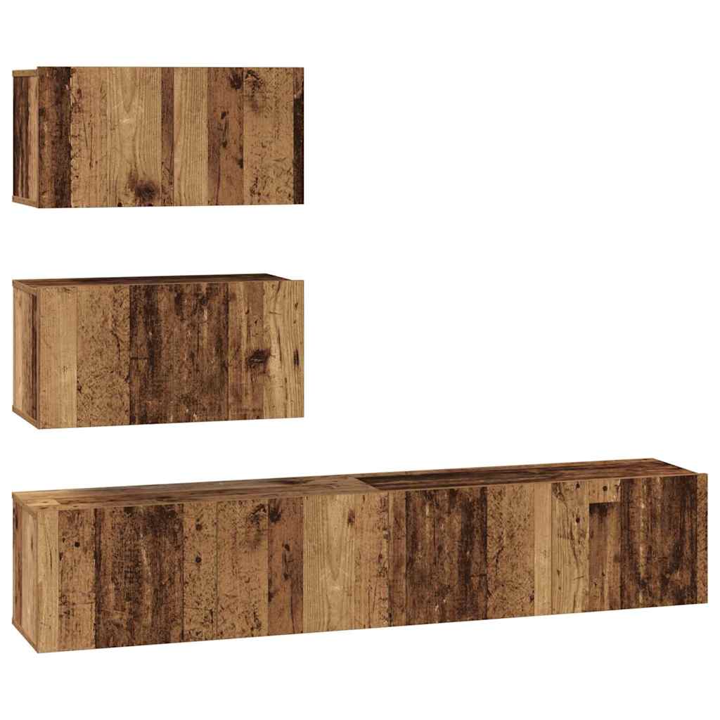 Ensemble meuble TV 4 pc Bois ancien Bois d'ingénierie