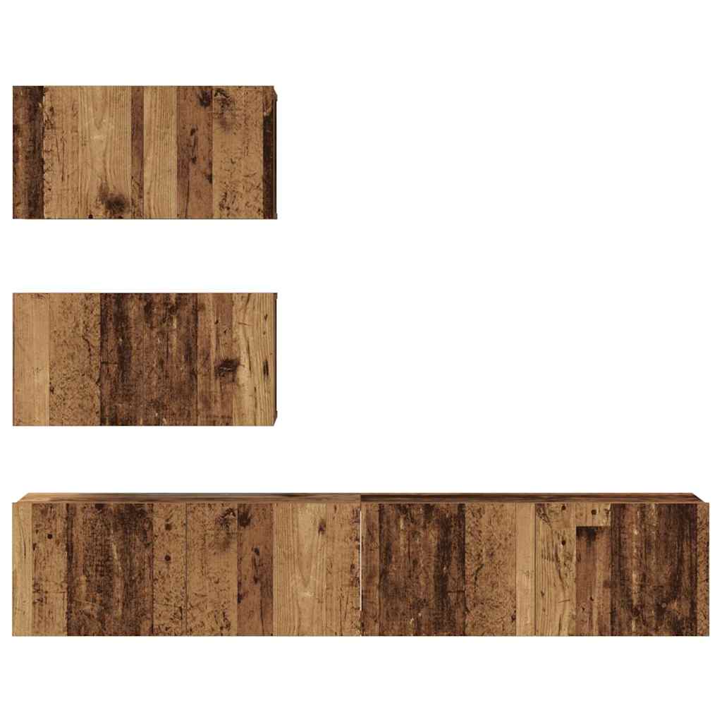 Ensemble meuble TV 4 pc Bois ancien Bois d'ingénierie