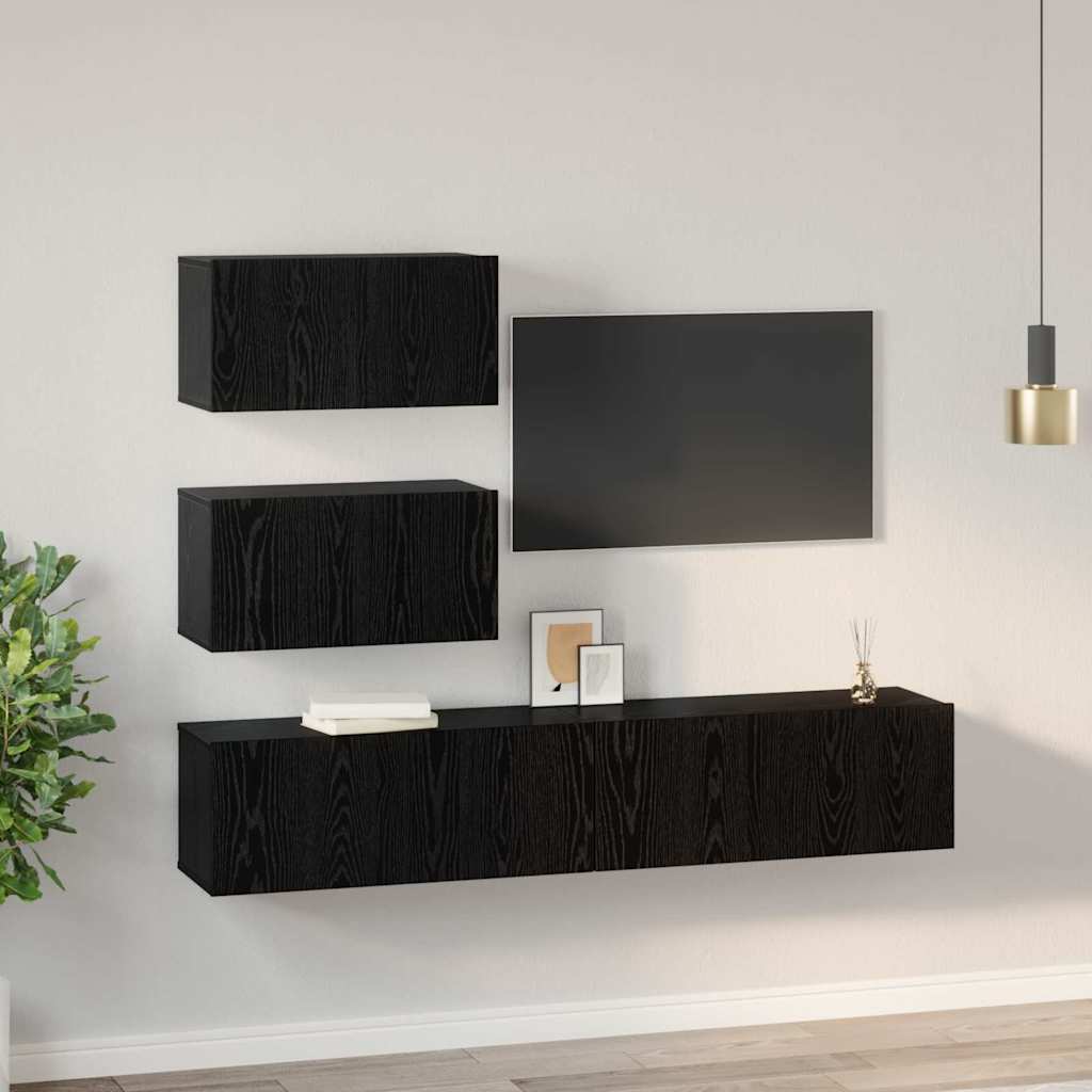 Ensemble meuble TV 4 pcs Chêne noir Bois d'ingénierie - XIOS