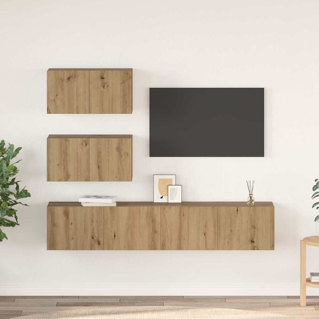 Ensemble meuble TV 4 pcs chêne artisanal Bois d'ingénierie - XIOS