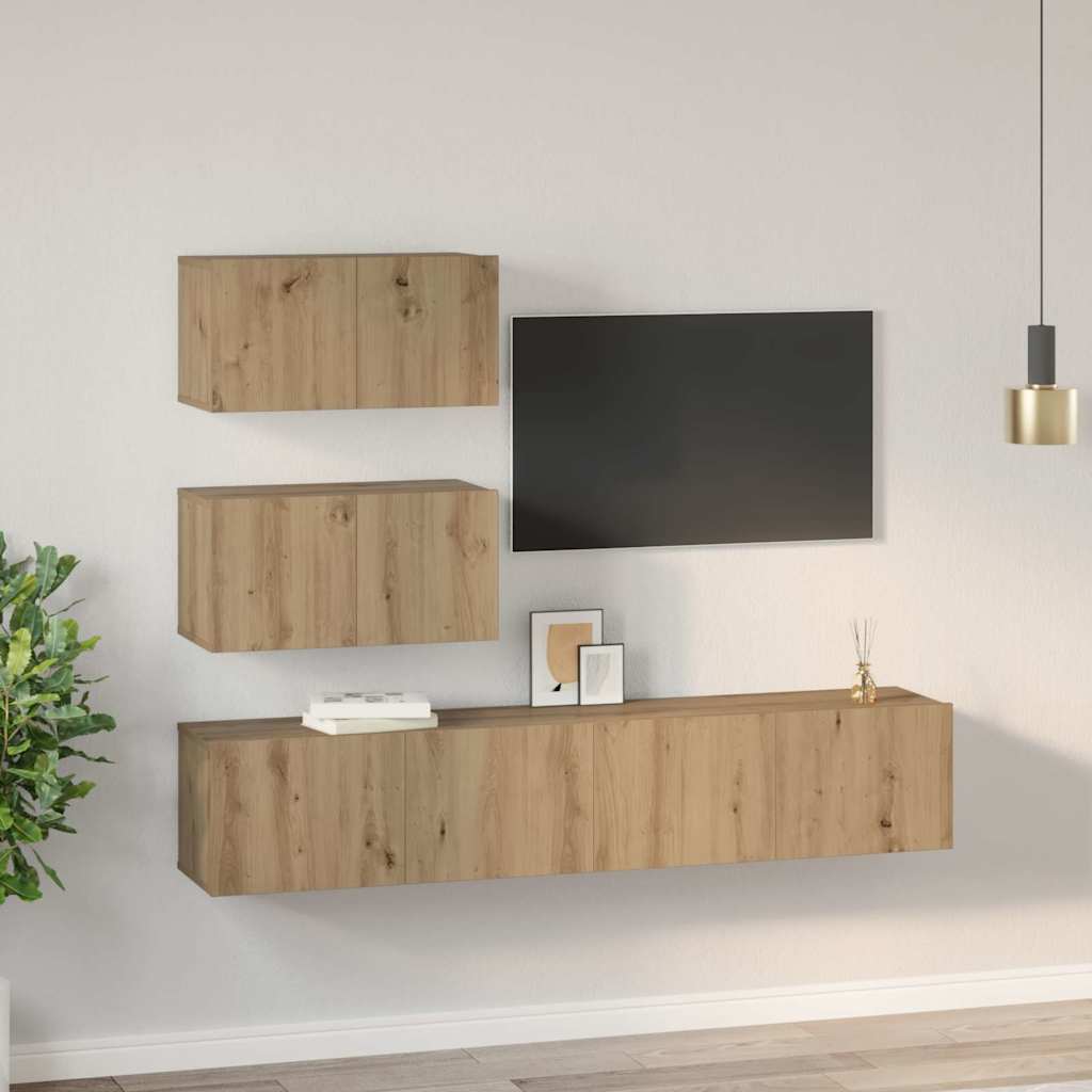 Ensemble meuble TV 4 pcs chêne artisanal Bois d'ingénierie - XIOS