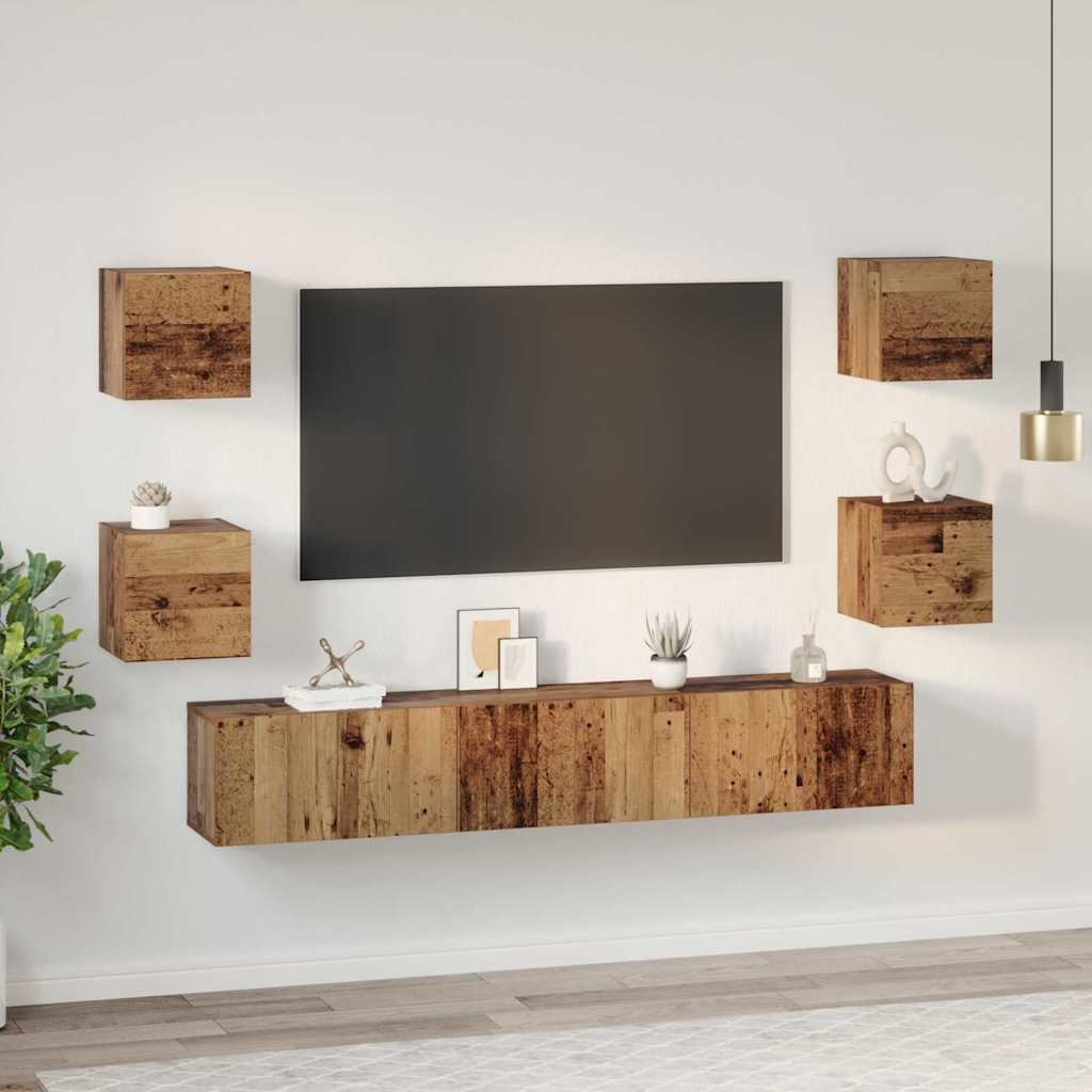 Ensemble meuble TV 7 pcs Bois ancien 60 x 30 x 30 cm - XIOS