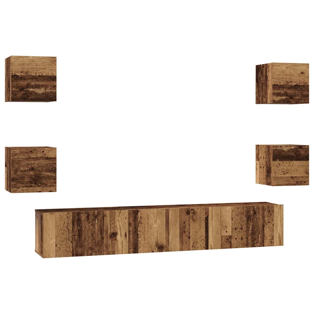 Ensemble meuble TV 7 pcs Bois Ancien Bois d'ingénierie - XIOS
