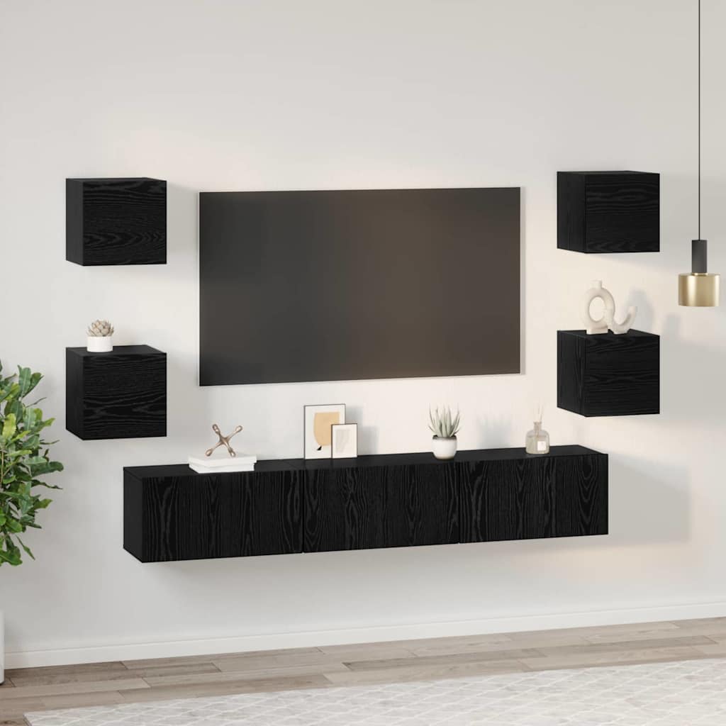 Ensemble meuble TV 7 pcs Chêne noir Bois d'ingénierie - XIOS