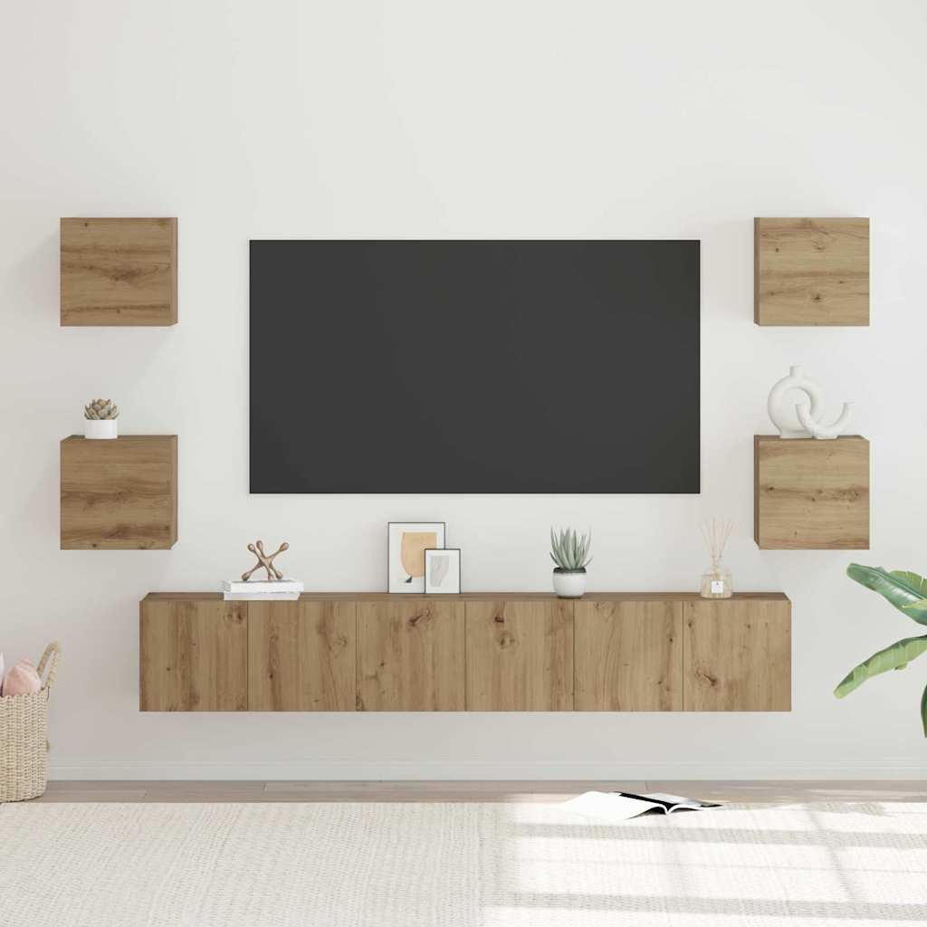 Ensemble meuble TV 7 pc Chêne artisanal Bois d'ingénierie