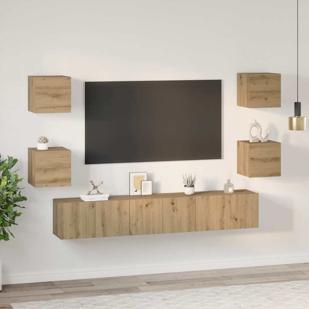 Ensemble meuble TV 7 pc Chêne artisanal Bois d'ingénierie