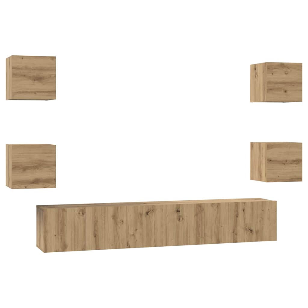Ensemble meuble TV 7 pc Chêne artisanal Bois d'ingénierie