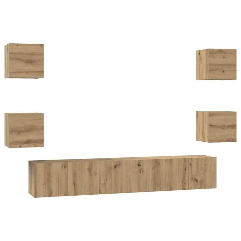 Ensemble meuble TV 7 pc Chêne artisanal Bois d’ingénierie - XIOS