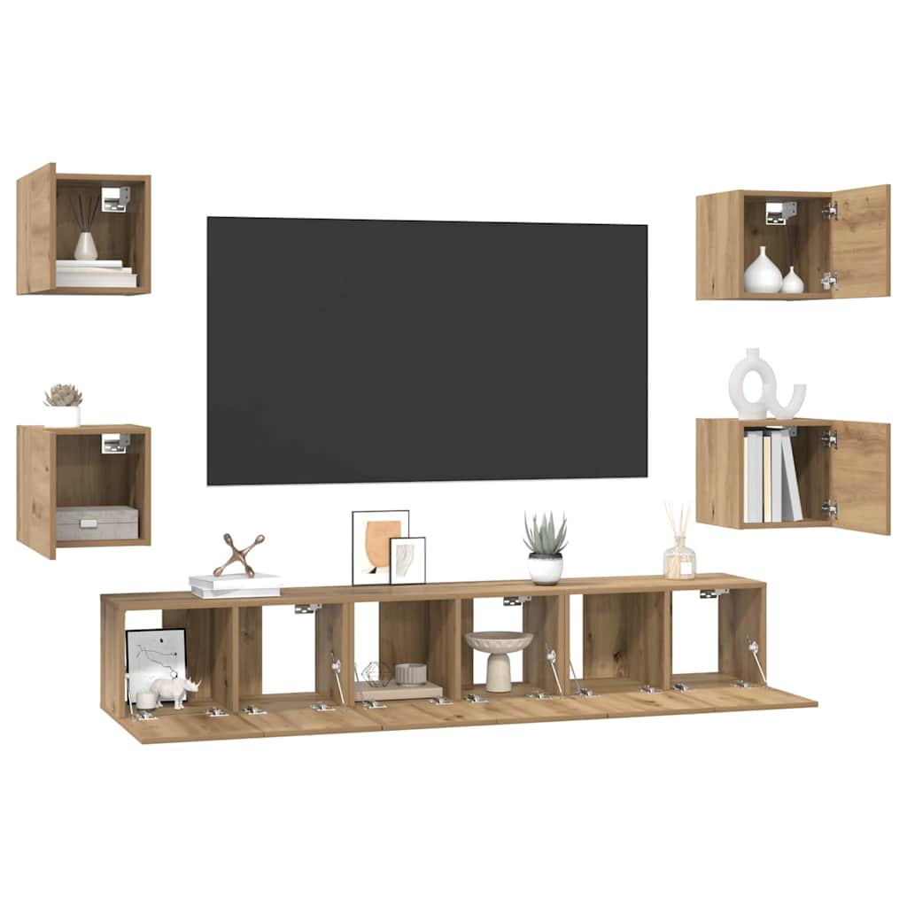 Ensemble meuble TV 7 pc Chêne artisanal Bois d'ingénierie