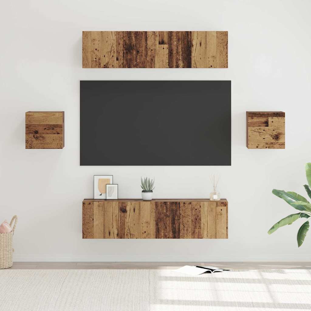 Ensemble meuble TV 6 pcs Bois Ancien Bois d'ingénierie - XIOS