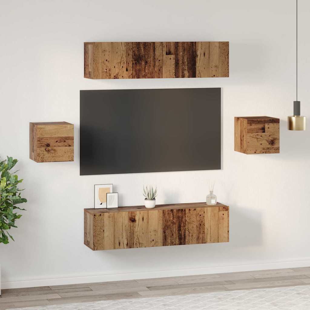 Ensemble meuble TV 6 pcs Bois Ancien Bois d'ingénierie - XIOS