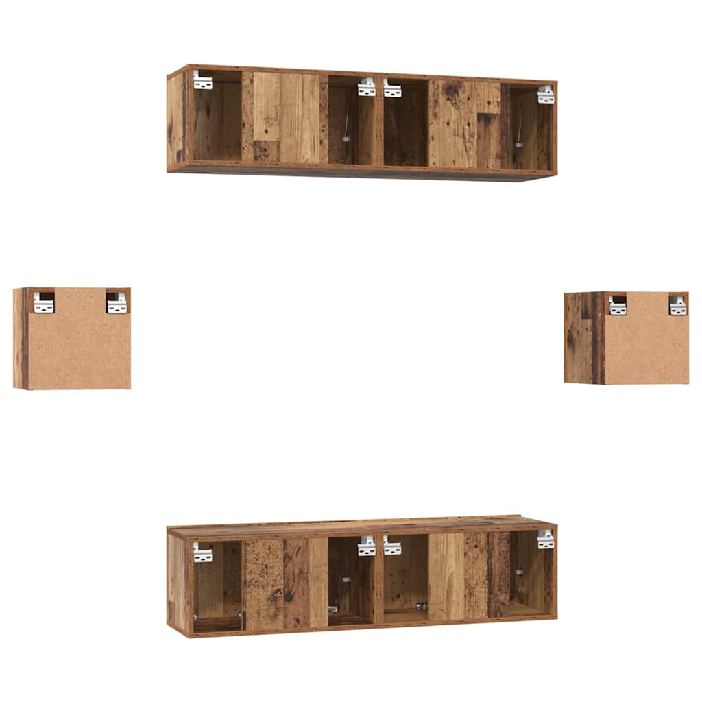 Ensemble meuble TV 6 pcs Bois Ancien Bois d'ingénierie - XIOS