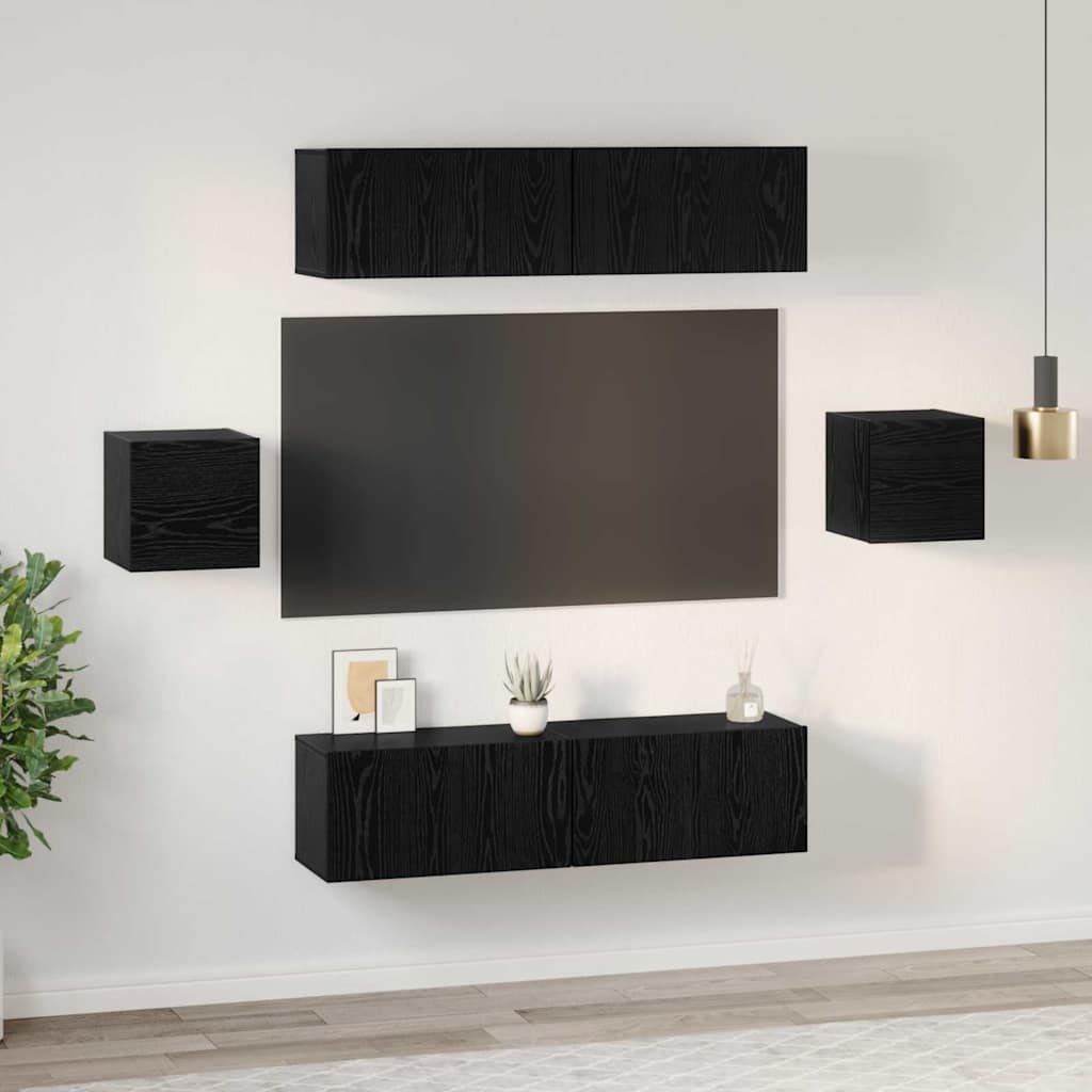Ensemble meuble TV 6 pcs Chêne noir Bois d'ingénierie - XIOS
