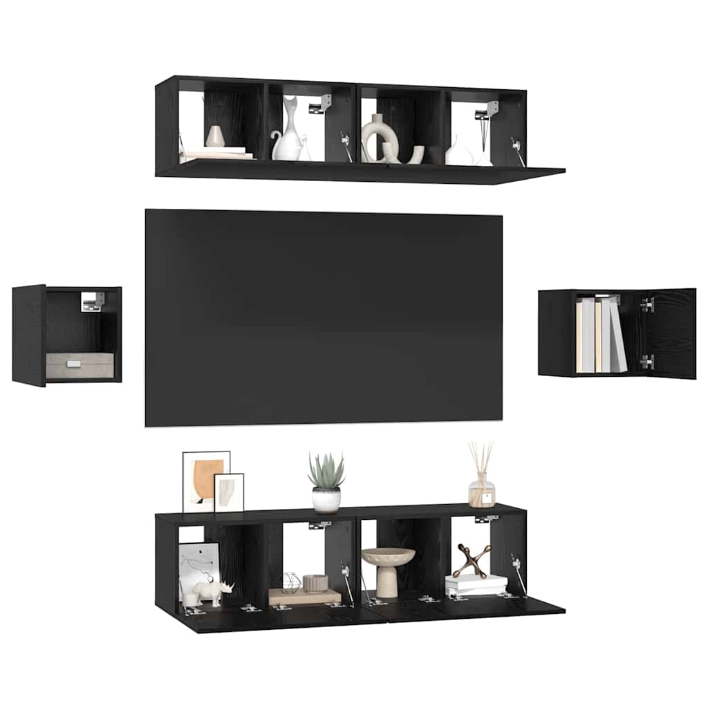 Ensemble meuble TV 6 pcs Chêne noir Bois d'ingénierie - XIOS