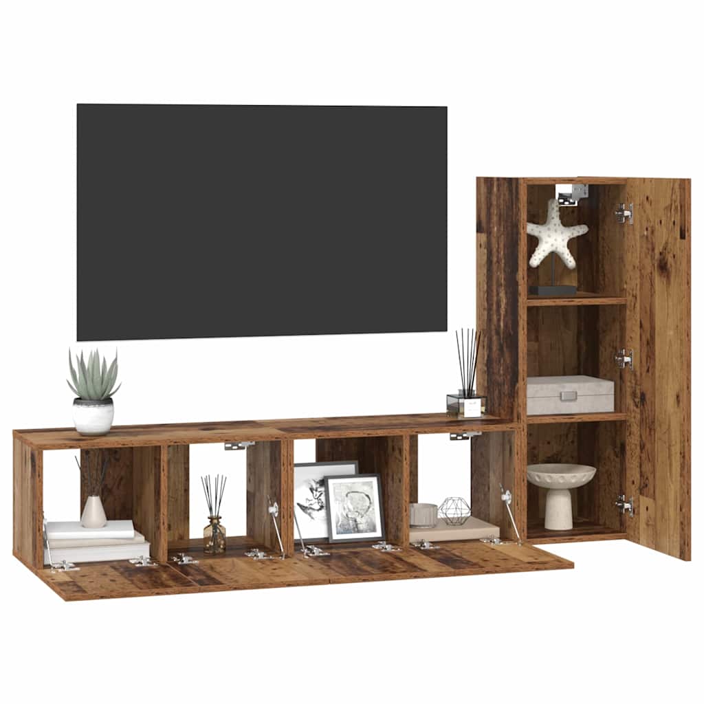 Ensemble meuble TV 3 pcs Bois ancien 60 x 30 x 30 cm - XIOS