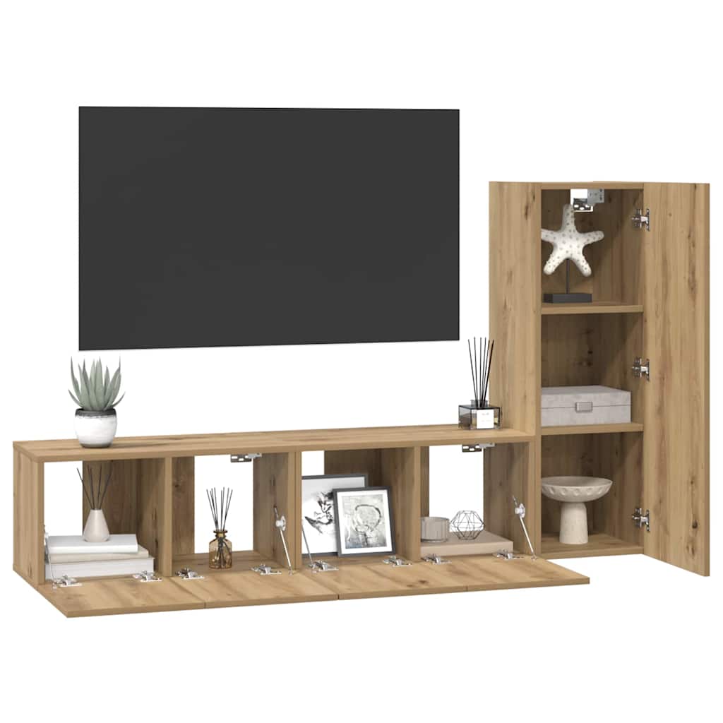Ensemble meuble TV 3 pcs Chêne artisanal Bois d'ingénierie - XIOS
