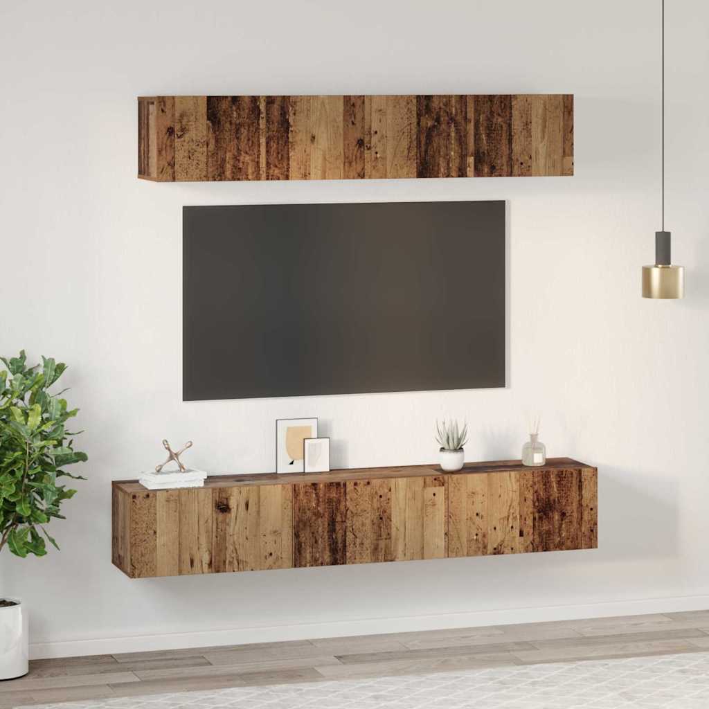 Ensemble meuble TV 5 pc Bois Ancien Bois d'ingénierie